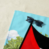 ケフィエ・パレスチナ国旗とオリーブの木を持つ子供 ビーチタオル (インサイチュ)