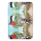 ケフィエ・パレスチナ国旗を持つ子ども バスマット (正面縦)