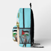 ケフィエ・パレスチナ国旗を持つ子ども プリントバックパック (右)