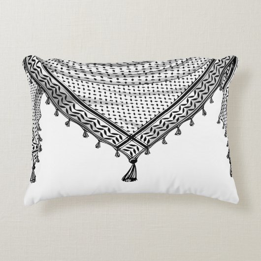 ケフィシーパレスチナのスカーフ伝統的ファブリック アクセントクッション (正面)