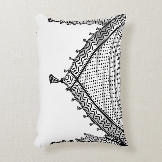 ケフィシーパレスチナのスカーフ伝統的ファブリック アクセントクッション (正面(垂直))