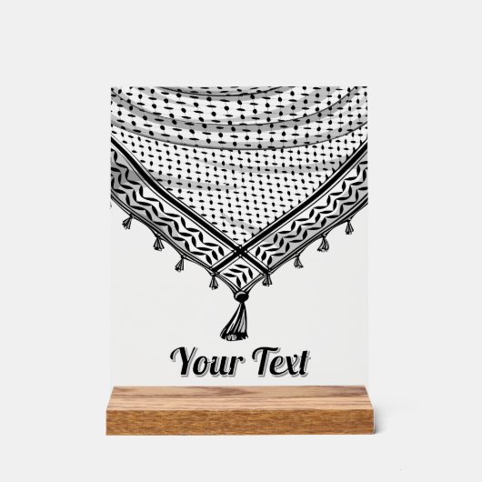 ケフィシーパレスチナのスカーフ伝統的ファブリック アクリルサイン (正面)