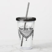 ケフィシーパレスチナのスカーフ伝統的ファブリック アクリルタンブラー (裏面)