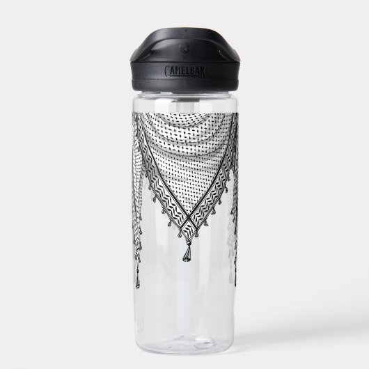 ケフィシーパレスチナのスカーフ伝統的ファブリック ウォーターボトル (背面)