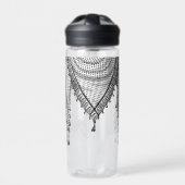 ケフィシーパレスチナのスカーフ伝統的ファブリック ウォーターボトル (正面)