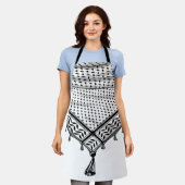 ケフィシーパレスチナのスカーフ伝統的ファブリック エプロン (着用した状態)