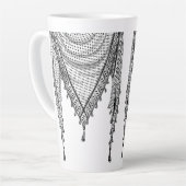 ケフィシーパレスチナのスカーフ伝統的ファブリック カフェラテマグ (左アングル)