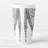 ケフィシーパレスチナのスカーフ伝統的ファブリック カフェラテマグ (正面)