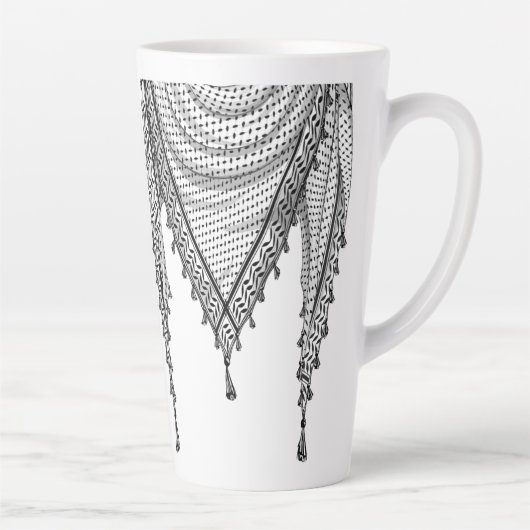 ケフィシーパレスチナのスカーフ伝統的ファブリック カフェラテマグ (右)