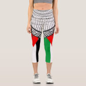 ケフィシーパレスチナのスカーフ伝統的ファブリック カプリレギンス (正面)