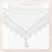 ケフィシーパレスチナのスカーフ伝統的ファブリック ガラスコースター (裏面)