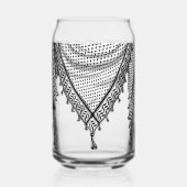 ケフィシーパレスチナのスカーフ伝統的ファブリック ガラス缶 (正面)