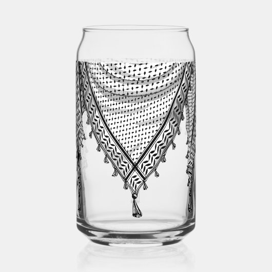 ケフィシーパレスチナのスカーフ伝統的ファブリック ガラス缶 (裏面)