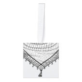 ケフィシーパレスチナのスカーフ伝統的ファブリック キューブオーナメント (正面)