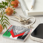 ケフィシーパレスチナのスカーフ伝統的ファブリック キーホルダー (正面右)