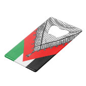 ケフィシーパレスチナのスカーフ伝統的ファブリック クレジットカード栓抜き (裏面アングル)