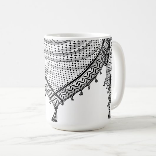 ケフィシーパレスチナのスカーフ伝統的ファブリック コーヒーマグカップ (正面右)