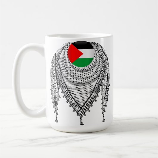 ケフィシーパレスチナのスカーフ伝統的ファブリック コーヒーマグカップ (左)