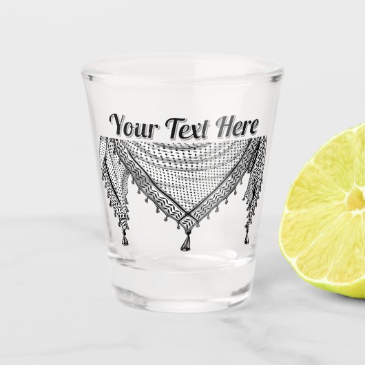 ケフィシーパレスチナのスカーフ伝統的ファブリック ショットグラス (正面)