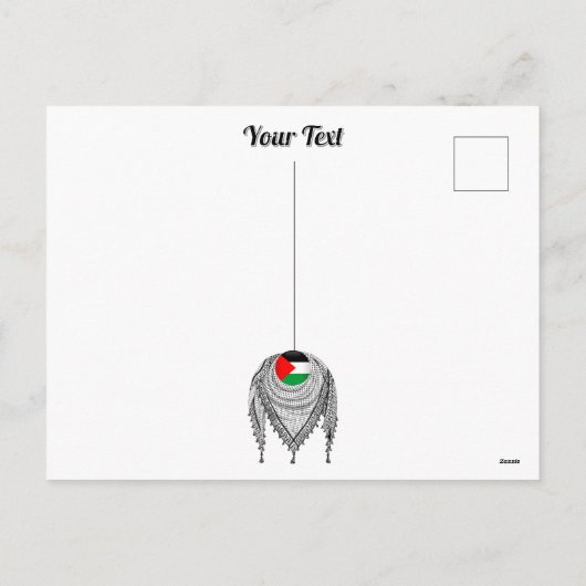 ケフィシーパレスチナのスカーフ伝統的ファブリック シーズンポストカード (裏面)