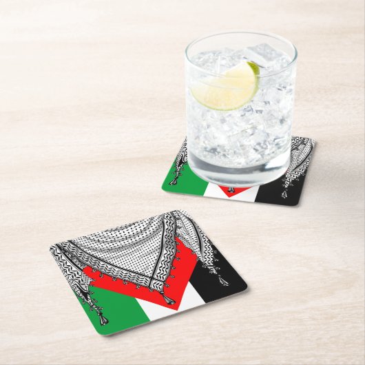 ケフィシーパレスチナのスカーフ伝統的ファブリック スクエアペーパーコースター (インサイチュ)