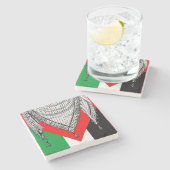 ケフィシーパレスチナのスカーフ伝統的ファブリック ストーンコースター (横)