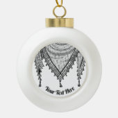 ケフィシーパレスチナのスカーフ伝統的ファブリック セラミックボールオーナメント (正面)