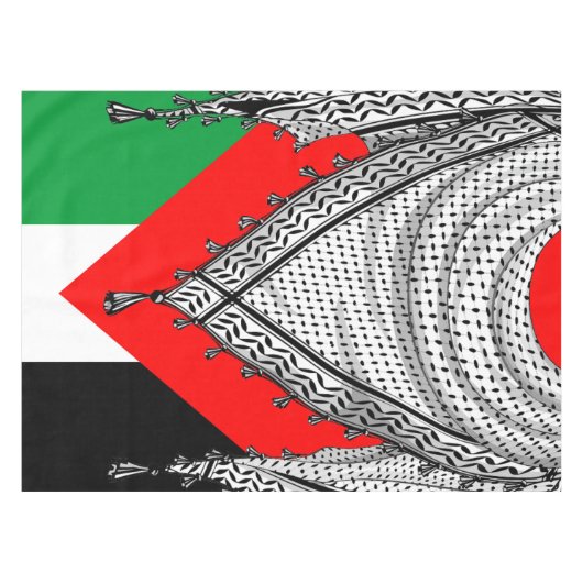 ケフィシーパレスチナのスカーフ伝統的ファブリック テーブルクロス (正面(横))