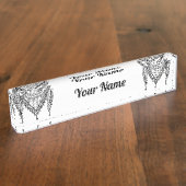 ケフィシーパレスチナのスカーフ伝統的ファブリック デスクネームプレート (側面)