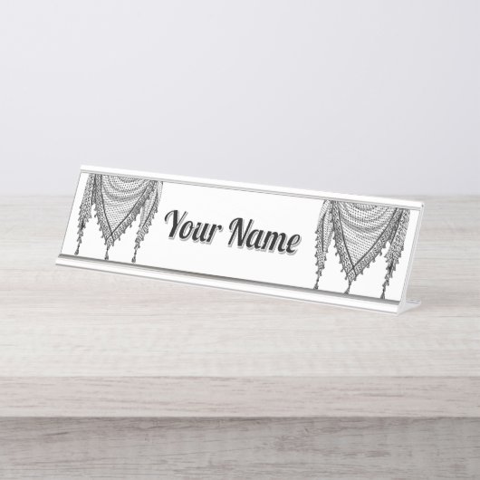 ケフィシーパレスチナのスカーフ伝統的ファブリック デスクネームプレート (正面)