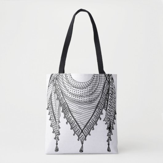 ケフィシーパレスチナのスカーフ伝統的ファブリック トートバッグ (正面)