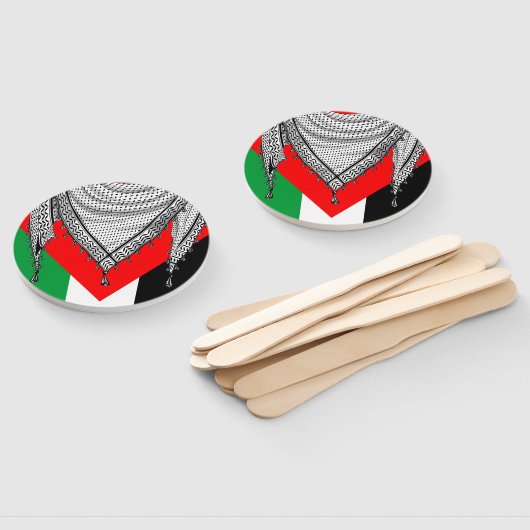 ケフィシーパレスチナのスカーフ伝統的ファブリック ハンドファン (組立なし)