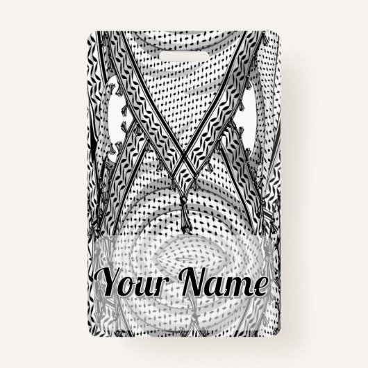 ケフィシーパレスチナのスカーフ伝統的ファブリック バッジ (正面)