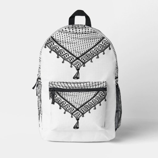 ケフィシーパレスチナのスカーフ伝統的ファブリック プリントバックパック (正面)