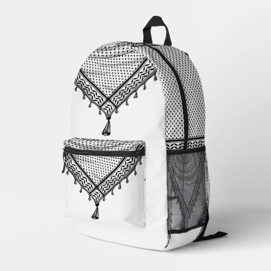 ケフィシーパレスチナのスカーフ伝統的ファブリック プリントバックパック (裏面右端)