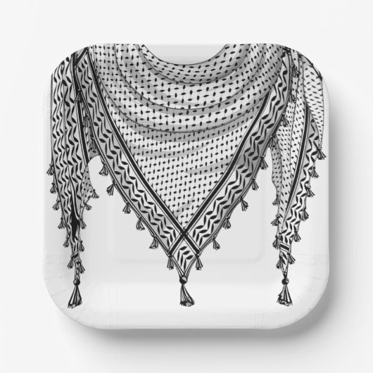 ケフィシーパレスチナのスカーフ伝統的ファブリック ペーパープレート (正面)