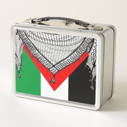 ケフィシーパレスチナのスカーフ伝統的ファブリック メタルランチボックス