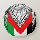 ケフィシーパレスチナのスカーフ伝統的ファブリック ラウンドクッション (裏面)