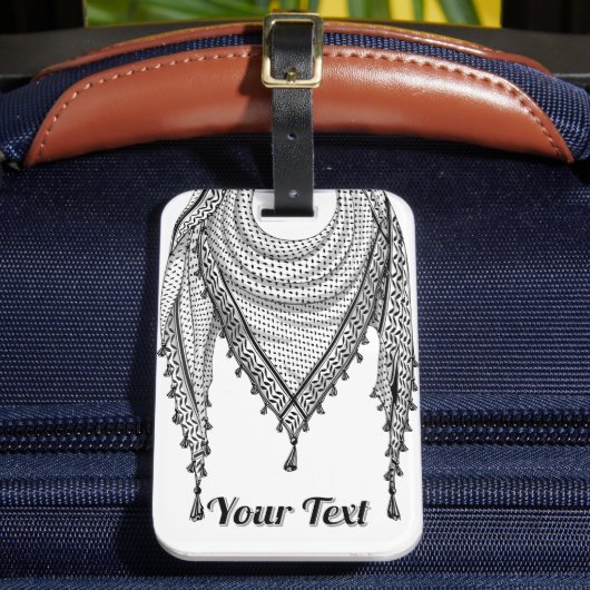 ケフィシーパレスチナのスカーフ伝統的ファブリック ラゲッジタグ (正面インサイチュ2)