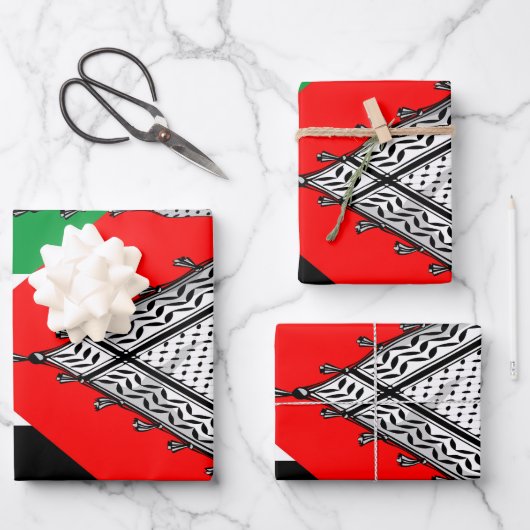 ケフィシーパレスチナのスカーフ伝統的ファブリック ラッピングペーパーシート (正面)