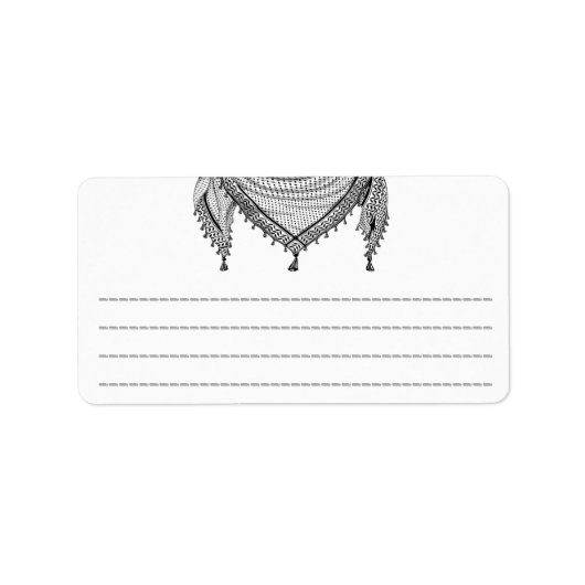 ケフィシーパレスチナのスカーフ伝統的ファブリック ラベル (正面)