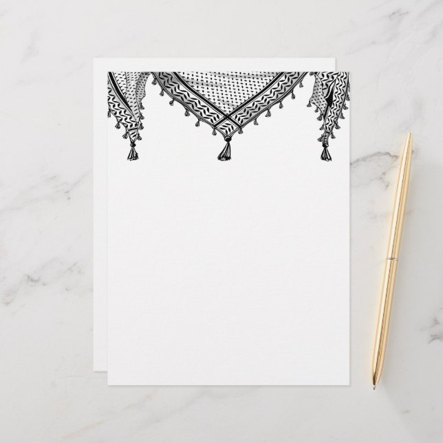 ケフィシーパレスチナのスカーフ伝統的ファブリック レターヘッド (正面/裏面インサイチュ)