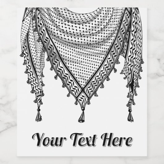 ケフィシーパレスチナのスカーフ伝統的ファブリック ワインラベル (シングルラベル)