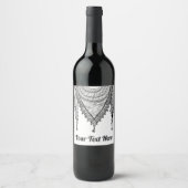 ケフィシーパレスチナのスカーフ伝統的ファブリック ワインラベル (正面)