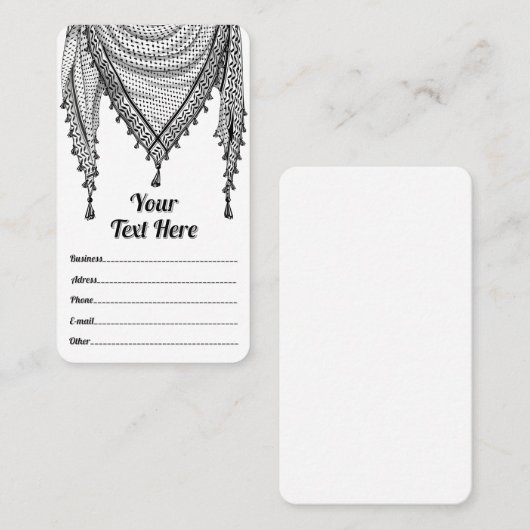 ケフィシーパレスチナのスカーフ伝統的ファブリック 名刺 (正面/裏面)