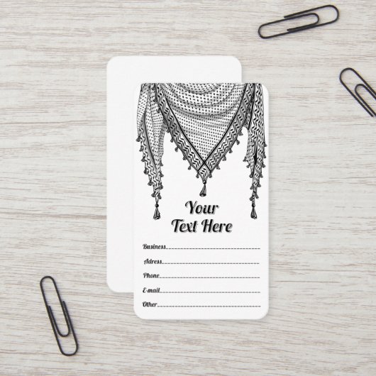 ケフィシーパレスチナのスカーフ伝統的ファブリック 名刺 (正面/裏面インサイチュ)