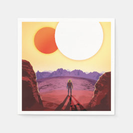 ケプラー16b: 連星系太陽の夕焼け　ファインアート宇宙 スタンダードカクテルナプキン