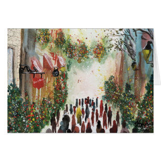 ケベックのオリジナルの水彩画のクリスマス