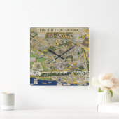 ケベックの地図の都市 スクエア壁時計 (ホーム)