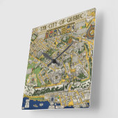 ケベックの地図の都市 スクエア壁時計 (傾斜)